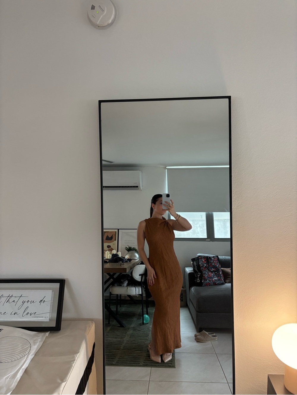 Zara Brown/Rust Linen Maxi Dress